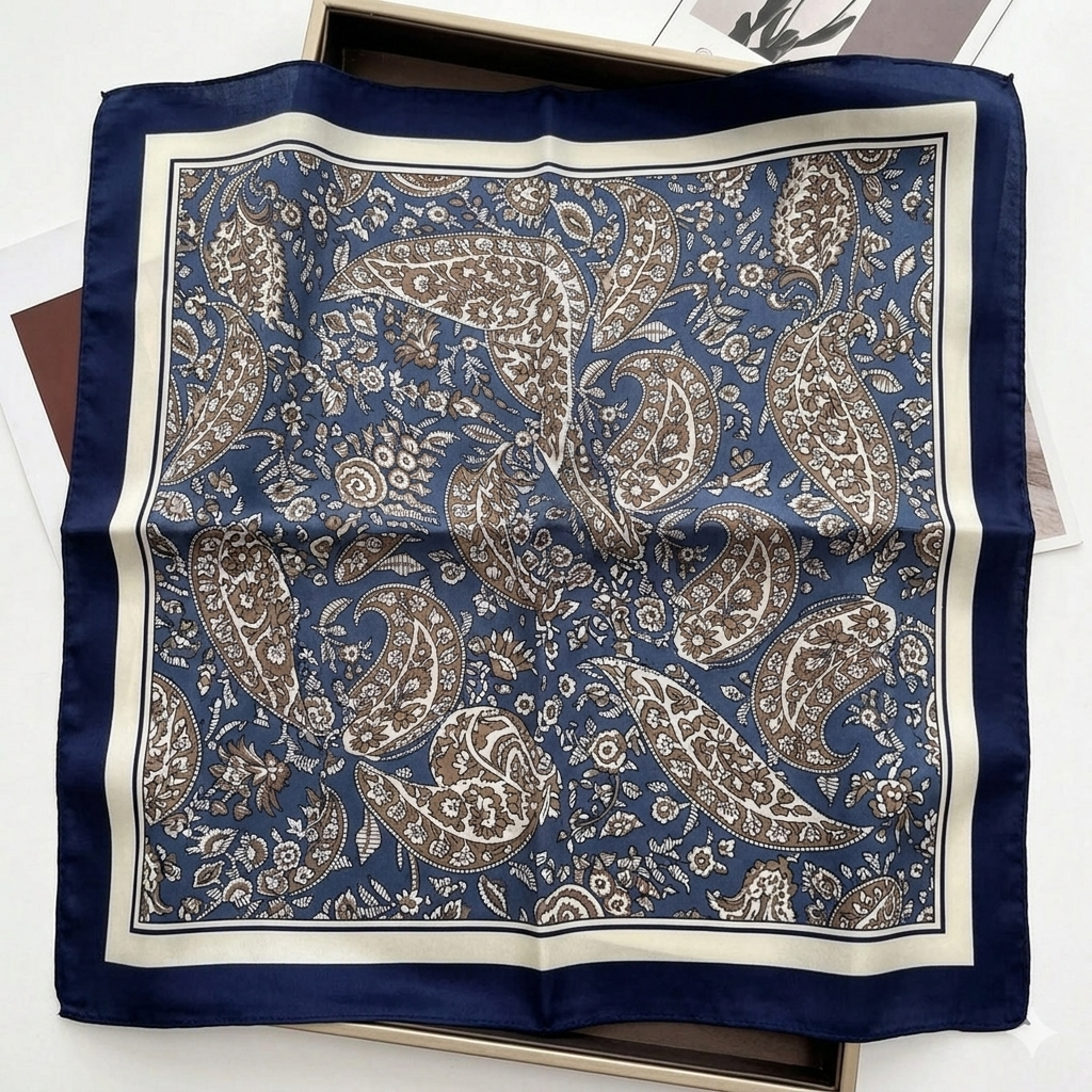 Navy Paisley Floral Scarf